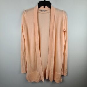 LOFT Womens Small Peach Ramie Viscose Open Front Lightweight Cardigan Sweater